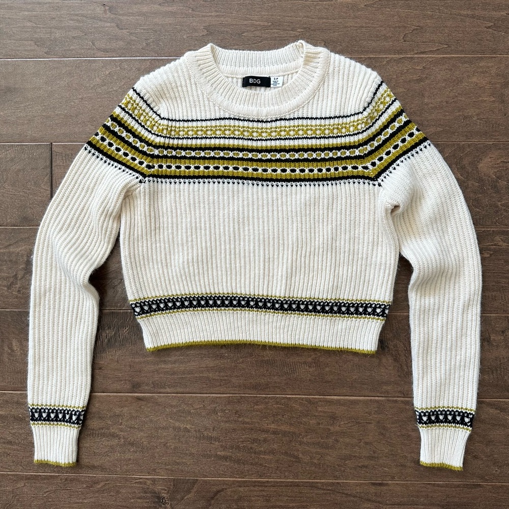 Urban Outfitters Aspen Fair Isle Cropped Sweater